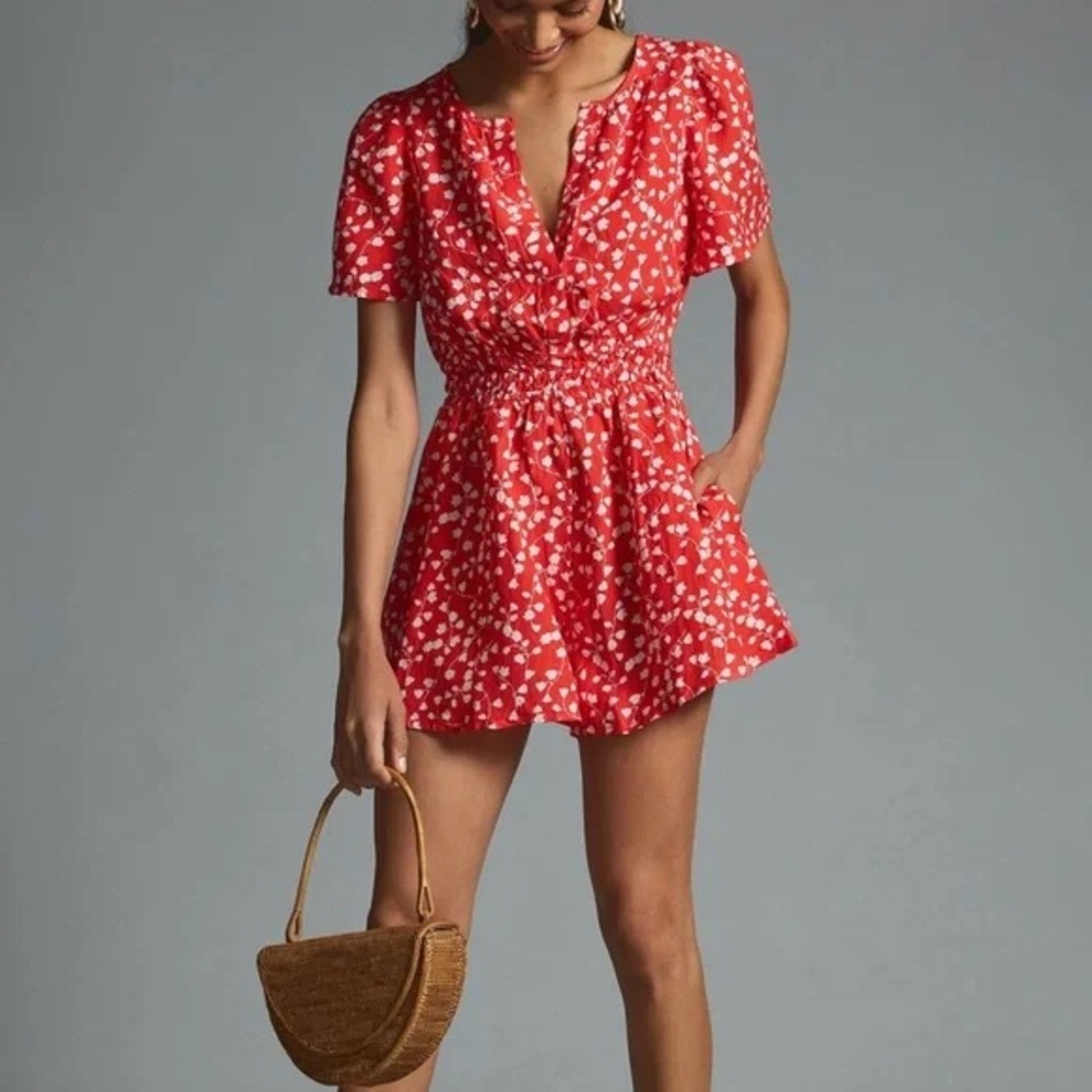 Sugarlips anthropology Red floral Mini Dress women size medium - Picture 6 of 10